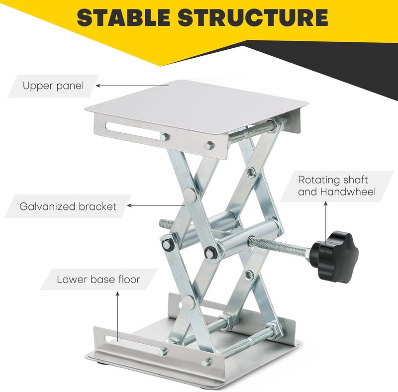Acymner 4" x 4" Lift Table Lab Scissor Stand Platform | Stainless Steel Laboratory Lift Stand, Lab Lift Stand Table Lifting Jack Platform, Expandable Lift Height Range 1.7"/45mm to 5.9"/150mm - Image 3